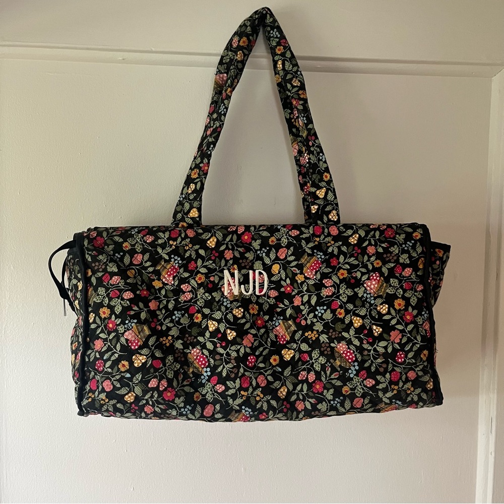 Lillian Vernon quilted tote bag with NJD initials